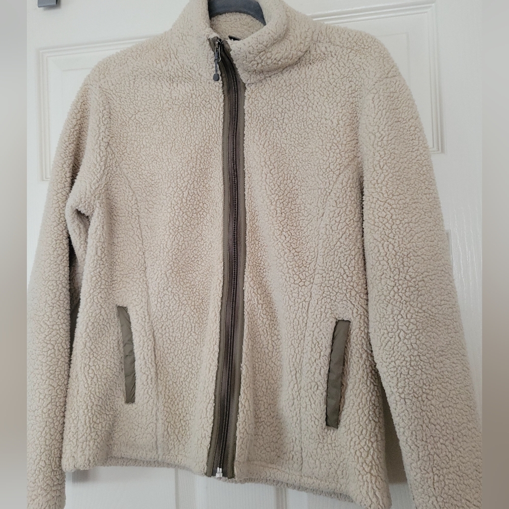 White Sierra Women's Cream Fleece Wooly Bully Zip Jacket Coat Size Medium